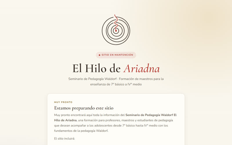 Captura del sitio El Hilo de Ariadna